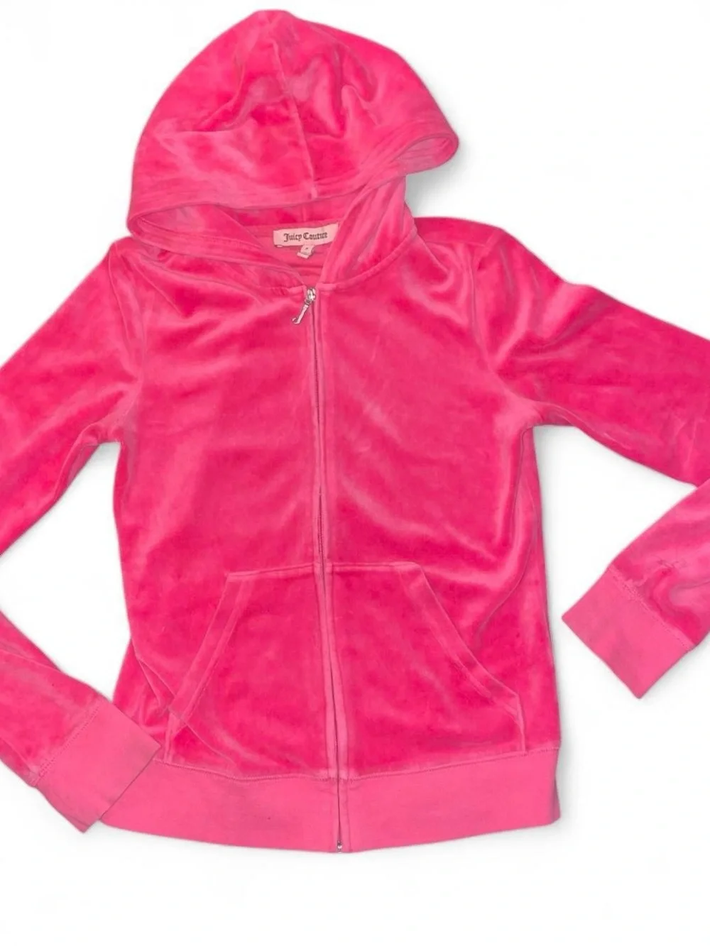 Juicy Couture Bubblegum Pink Velour Zip Hoodie Y2K - Picture 2 of 5